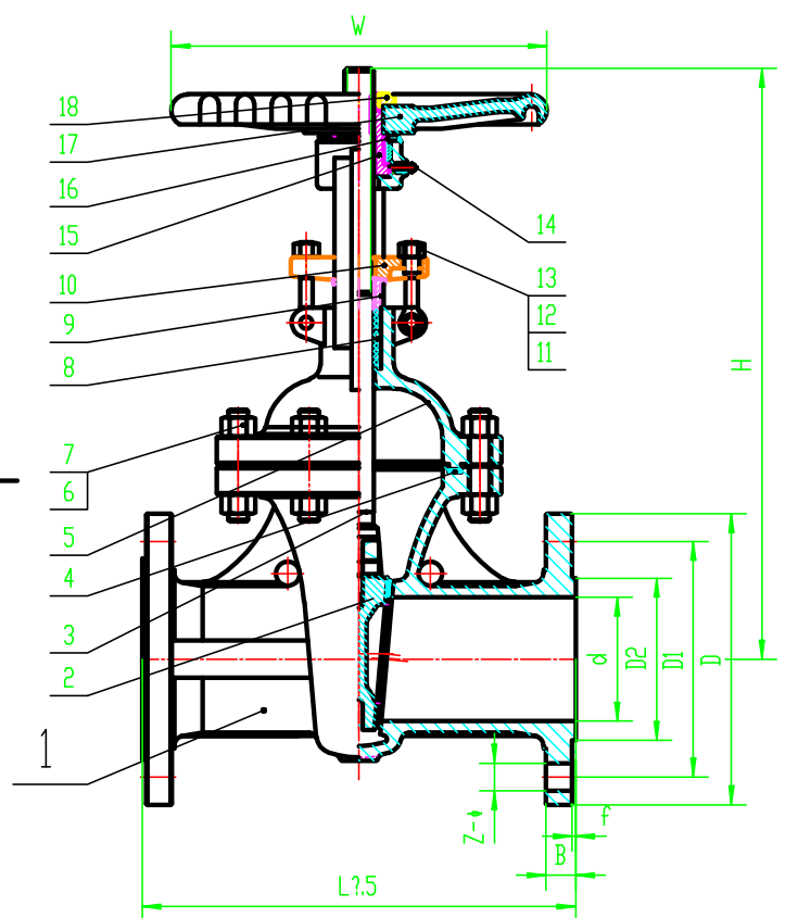 DIN standard rising gate valve